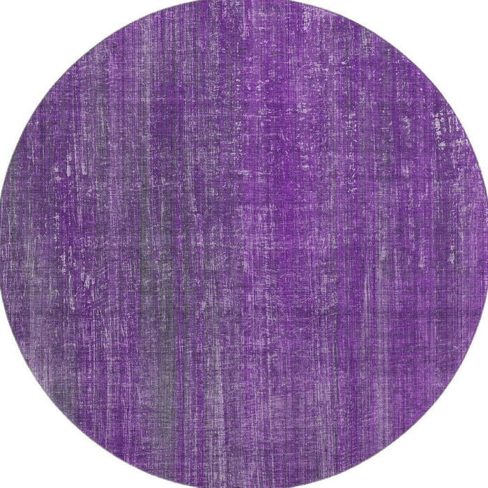 8' Striped Washable Round Rug With UV Protection (648757) - Purple / Ivory