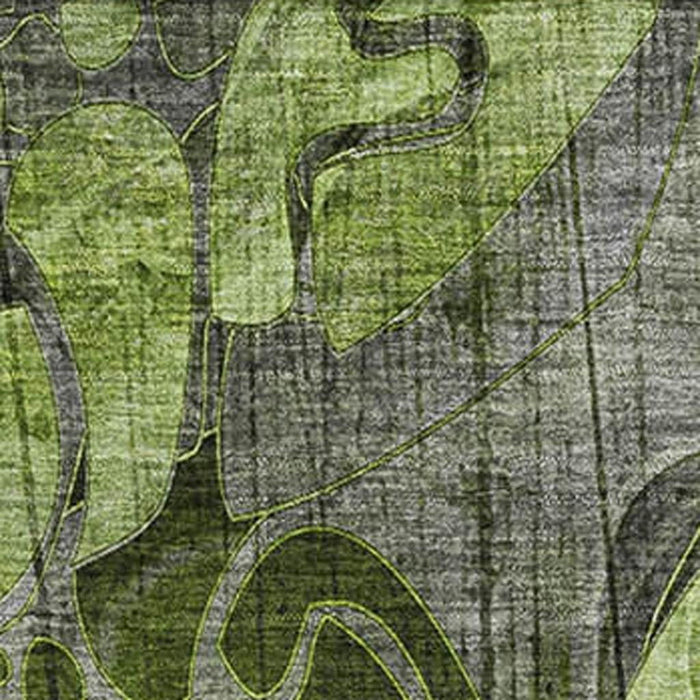 10' X 14' Abstract Distressed Washable Area Rug With UV Protection (648982) - Fern Green / Gray