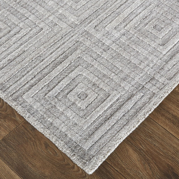 5' x 8' Striped Hand Woven Area Rug - Silver And Gray