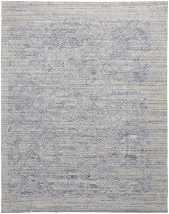 5' x 8' Abstract Hand Woven Viscose Area Rug - Gray And Blue