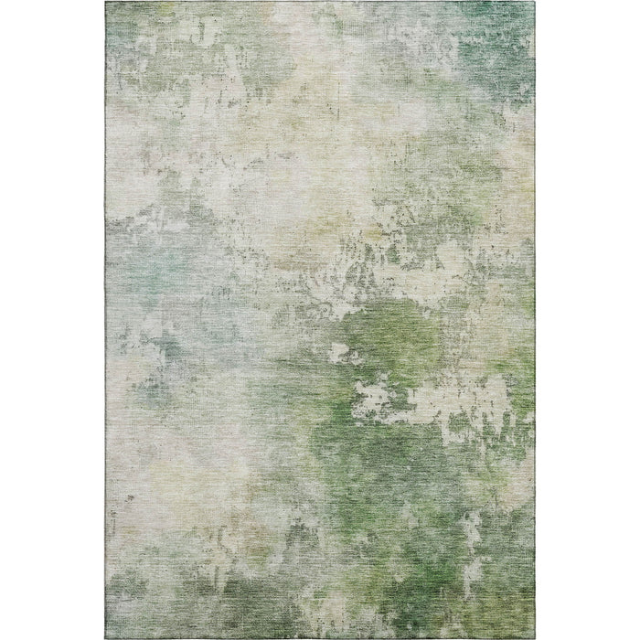 10' X 14' Abstract Washable Area Rug With UV Protection (687083) - Artichoke Green / Beige