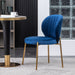 Giga Amoa contemporary velvet blue dining chair with sleek side chair design and plush upholstery.