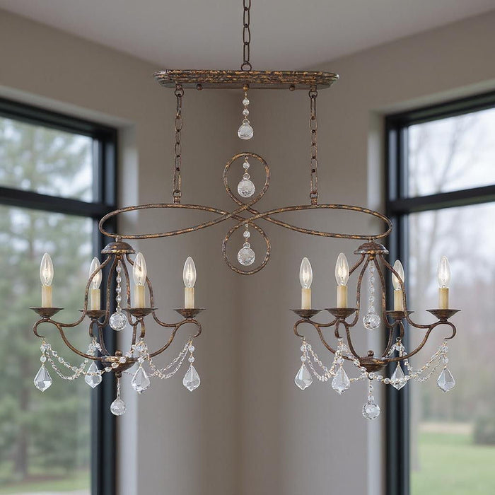 24" Eight Light Dimmable Chandelier With Shades - Bronze