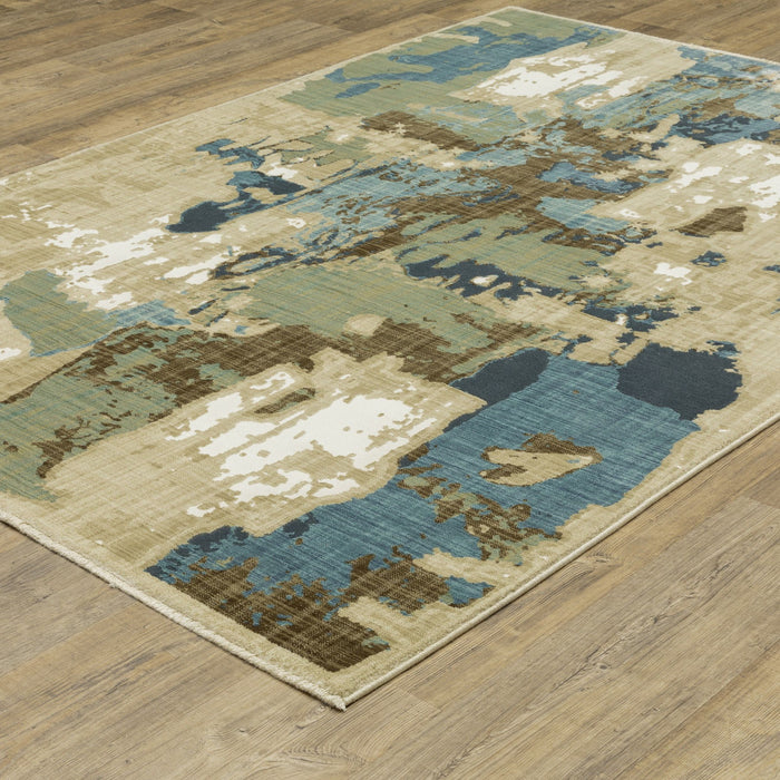7' X 10' Abstract Modern Area Rug - Beige