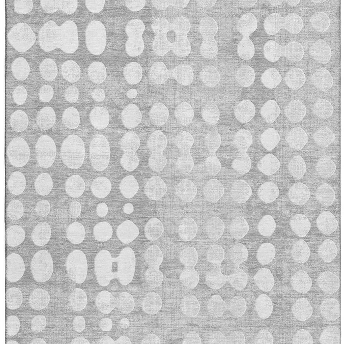 10' X 14' Polka Dot Washable Area Rug With UV Protection (669120) - Gray / Ivory