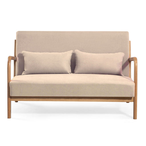 Giga 2-seat leisure loveseat with solid wood armrests and feet, mid-century modern accent sofa for stylish living room decor