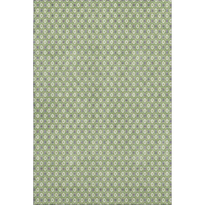 10' X 14' Geometric Washable Area Rug With UV Protection (693648) - Green / Gray / Ivory