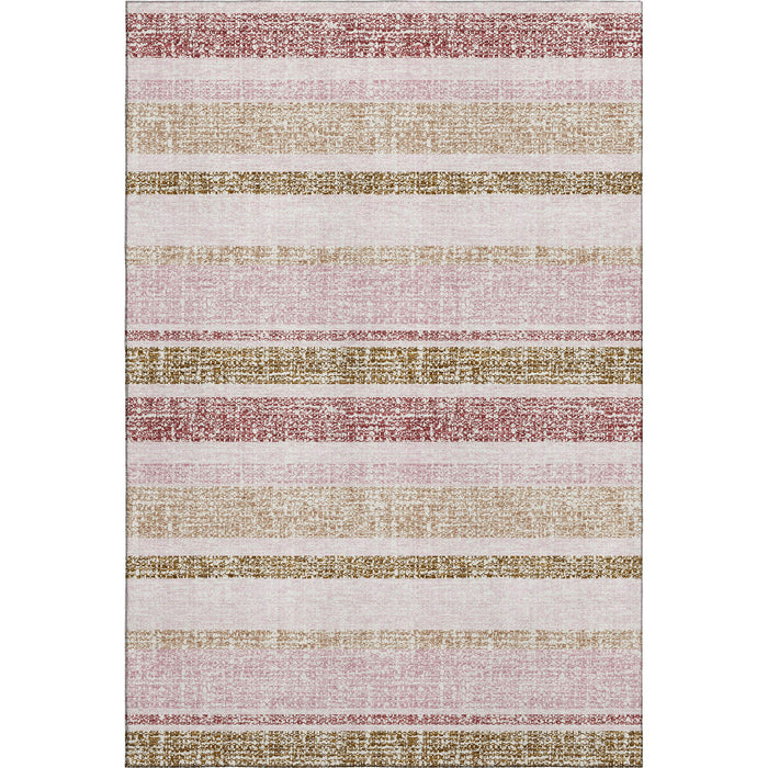10' X 14' Striped Washable Area Rug With UV Protection (718623) - Pink / Beige