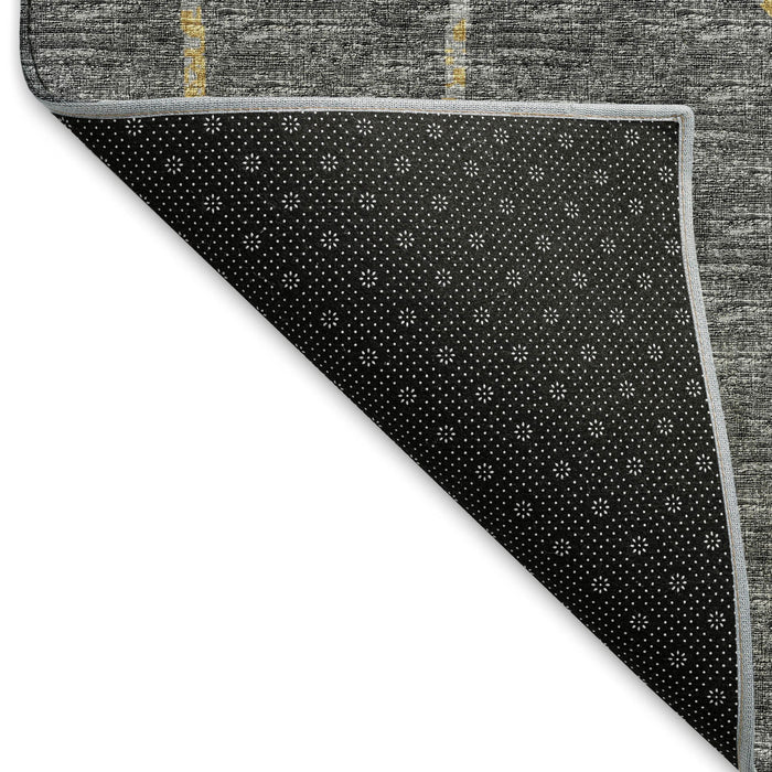 9' X 12' Transitional Floral Medallion Washable Area Rug With UV Protection - Gray