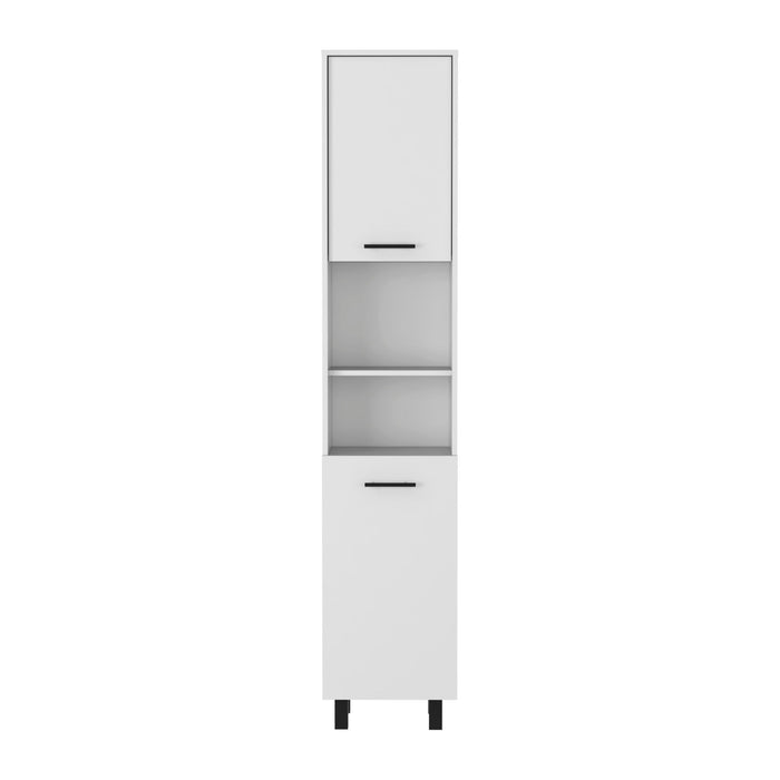Wood Flat Door Kitchen Island Set With Storage (492015) - Natural / White