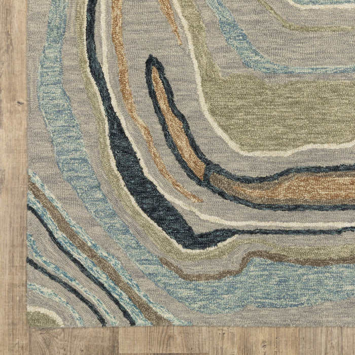 10' X 13' Wool Abstract Hand Tufted Area Rug - Gray And Blue