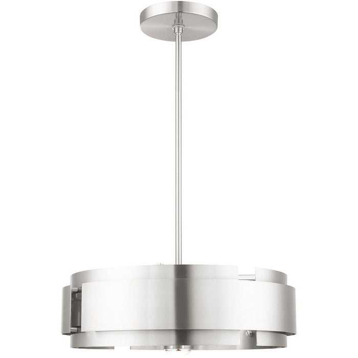 16" Five Light Dimmable Chandelier With Shades - Nickel