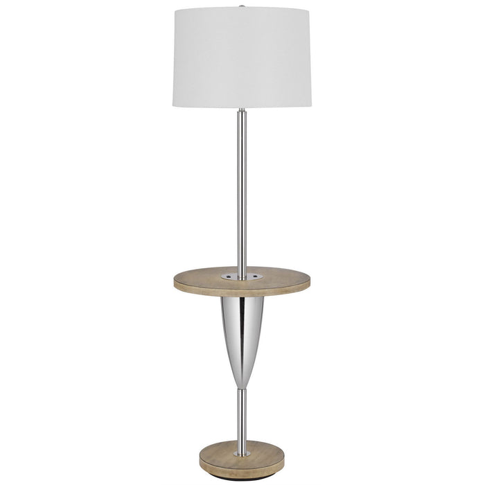 Tray Table Floor Lamp With White Square Shade - Chrome