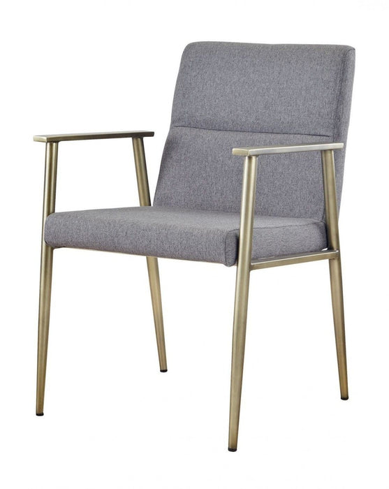 Upholstered Fabric Dining Chair With Arms - Gray