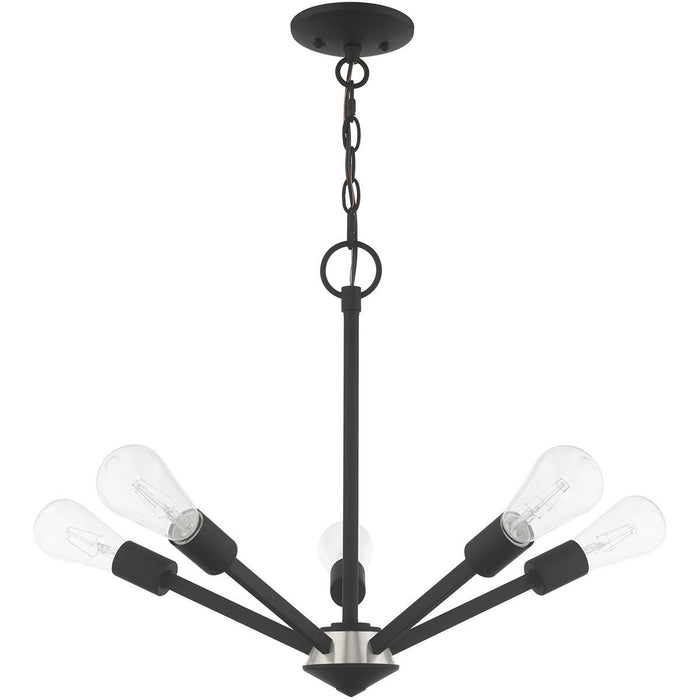 Five-Light Dimmable Chandelier With Shades - Black
