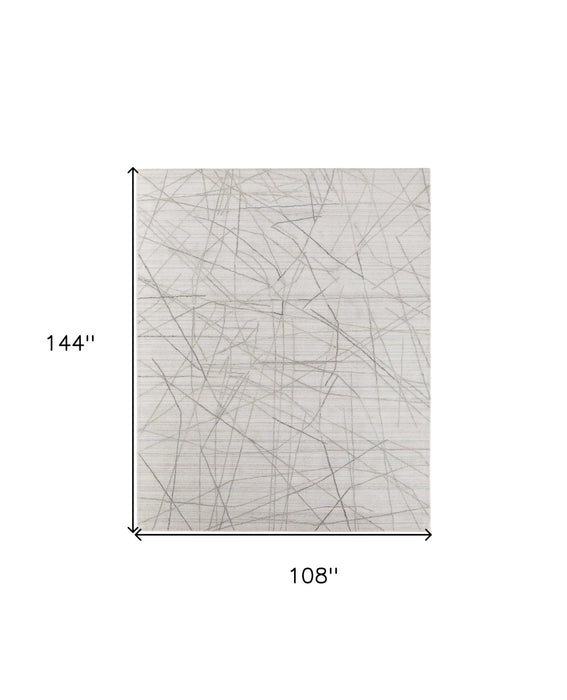 9' x 12' Abstract Hand Woven Area Rug - Gray And Ivory