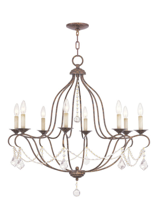 30" Eight Light Dimmable Chandelier With Shades - Bronze