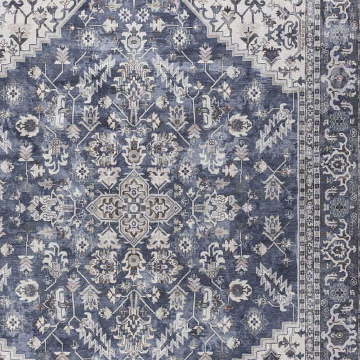 10' X 14' Floral Distressed Area Rug (573755) - Blue