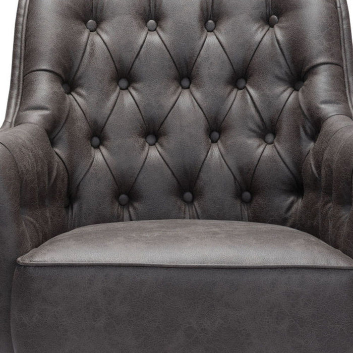 Faux Leather Tufted Arm Chair - Black