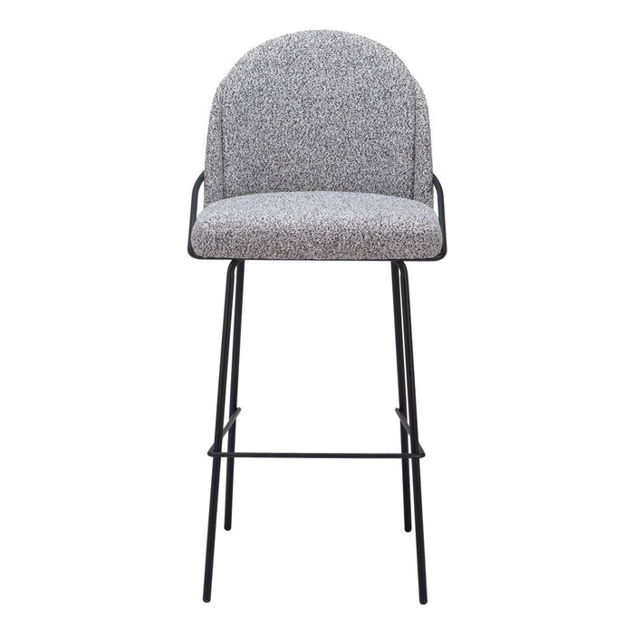 30" Modern Shearling And Steel Bar Height Bar Chairs (Set of 2) - White