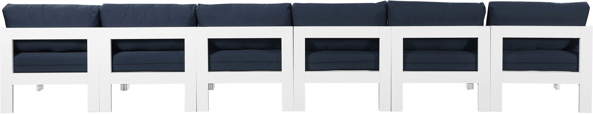 Nizuc - Outdoor Patio 6 Seat Armless Modular Sofa With White Frame