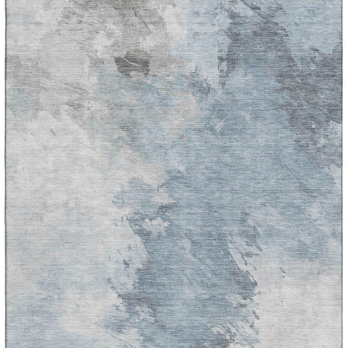 10' X 14' Abstract Washable Area Rug With UV Protection (696794) - Sky Blue / Gray / Silver