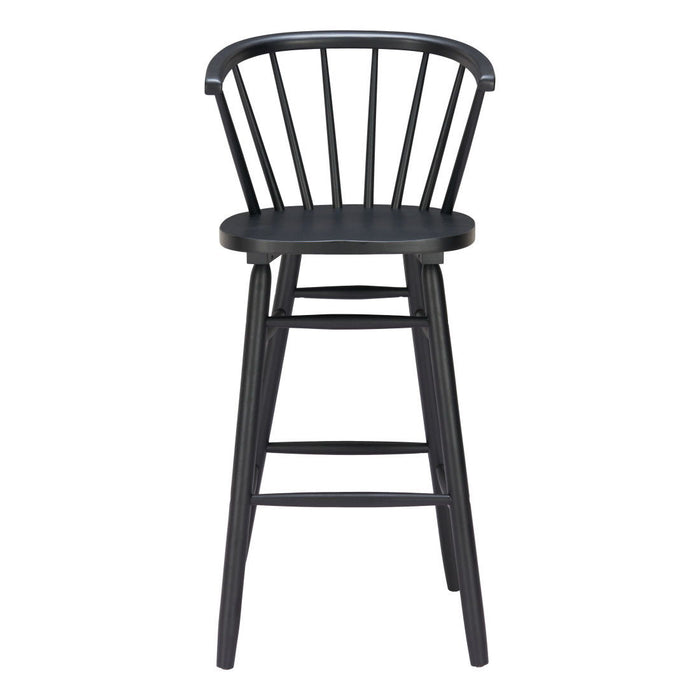 Solid Wood Low Back Bar Chairs (Set of 2) - Black