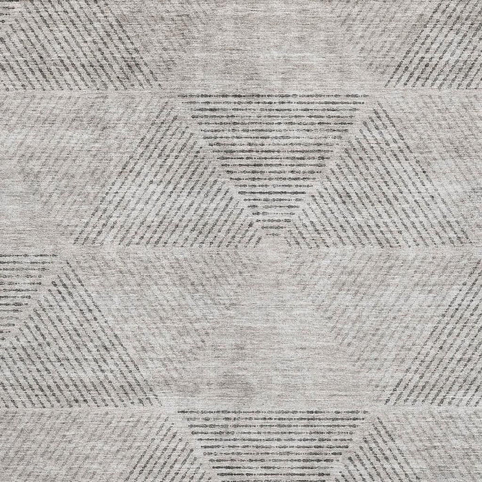 10' X 14' Geometric Washable Area Rug With UV Protection - Taupe And Ivory