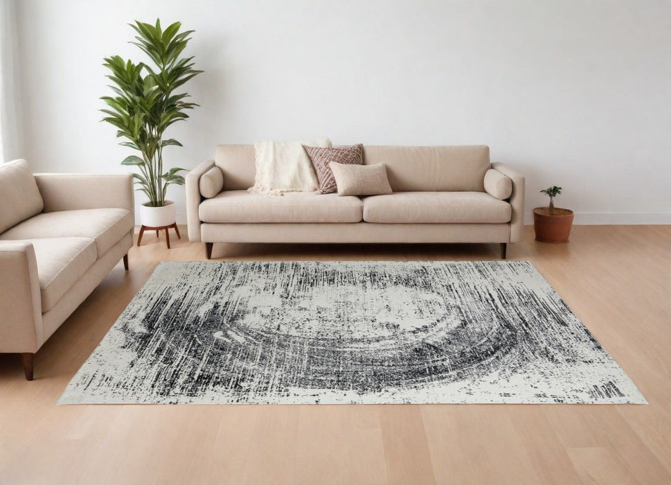 8' x 10' Abstract Hand Woven Area Rug - Black And Gray