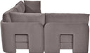 Meridian Furniture Hammond velvet performance fabric armless sectional with four pieces, stationary design, in a modern living room setting.