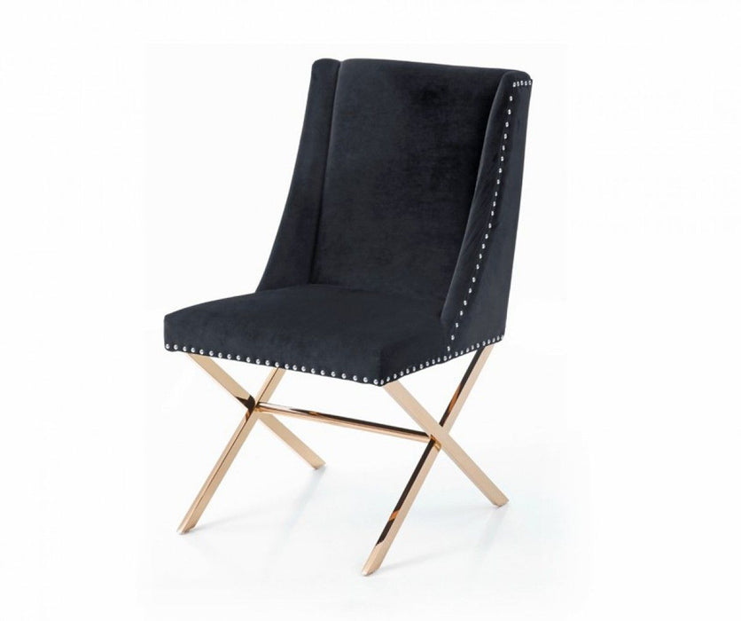 Nailhead Modern Dining Chair - Black / Rose Gold