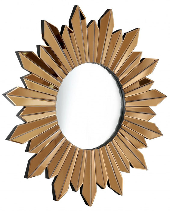 39" Sunburst Glass Framed Accent Mirror - Gold
