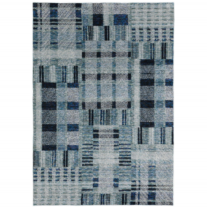 10' x 13' Geometric Power Loom Modern Area Rug - Blue