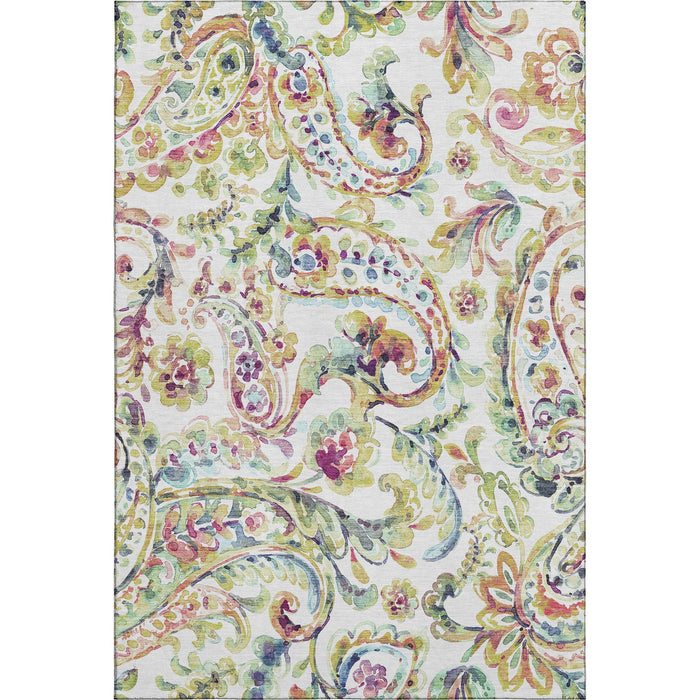10' X 14' Paisley Washable Area Rug With UV Protection - Ivory