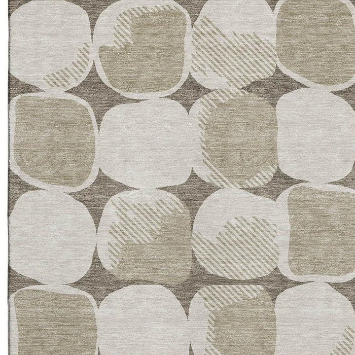 10' X 14' Abstract Geometric Washable Area Rug With UV Protection (669240) - Taupe / Beige