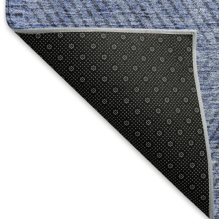 9' X 12' Geometric Washable Area Rug With UV Protection - Blue And Gray
