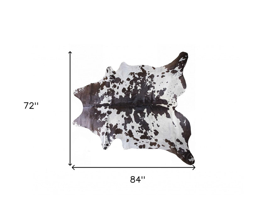 72" x 84" Cowhide Rug - White And Chocolate