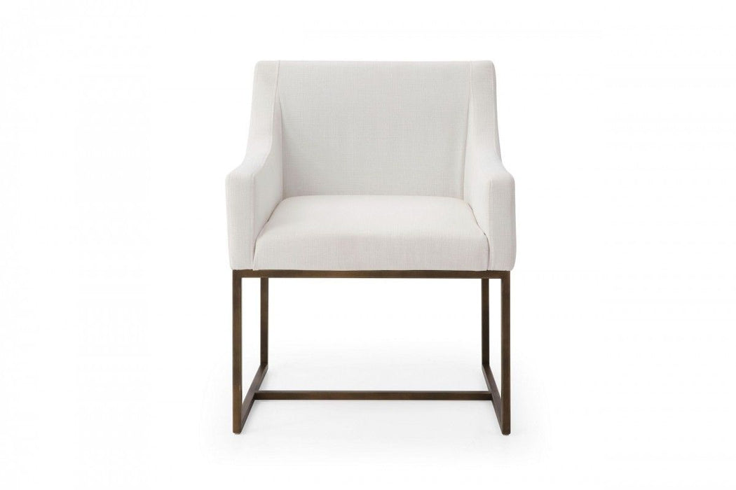 Upholstered Fabric Dining Arm Chair - White