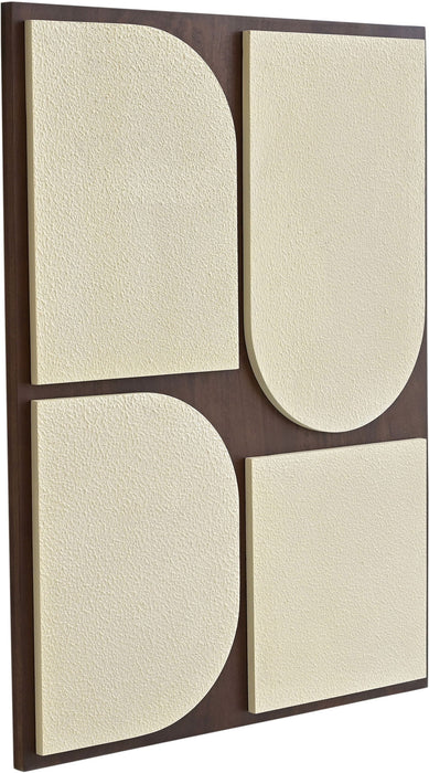 Mango wood wall decor by Meridian Furniture featuring two pieces of natural, textured wall art for modern interior accents.