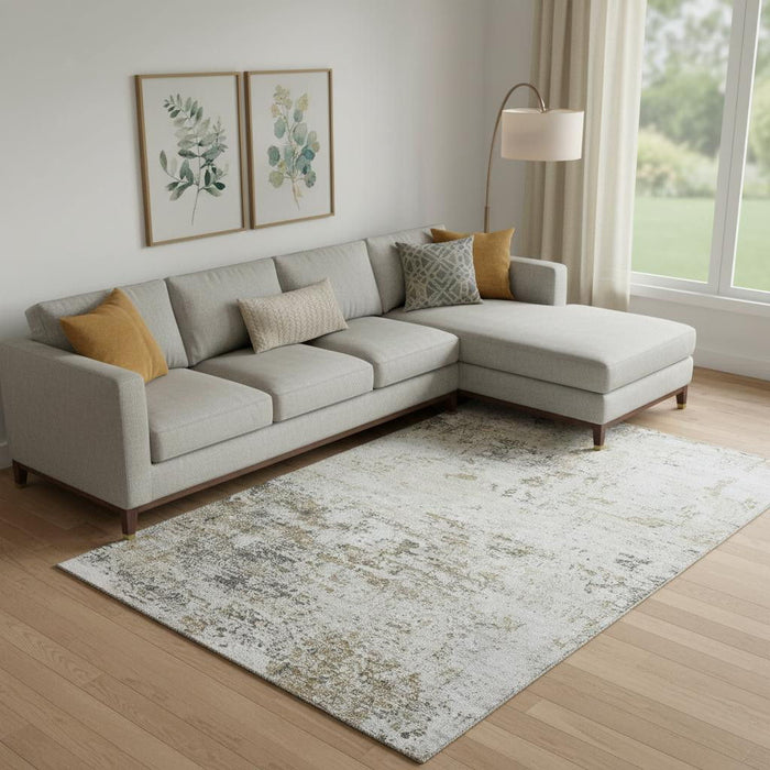 10' X 14' Abstract Washable Area Rug With UV Protection (699136) - Beige / Ivory