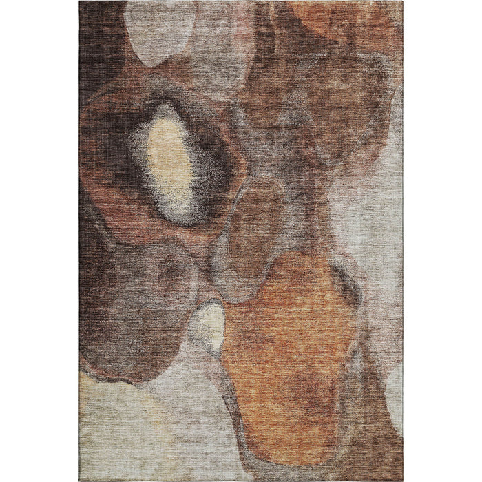 10' X 14' Abstract Washable Area Rug With UV Protection (688213) - Coffee / Beige / Copper
