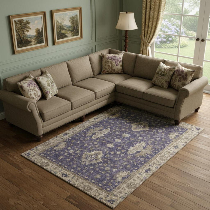 10' X 14' Oriental Washable Area Rug With UV Protection (699740) - Purple / Beige