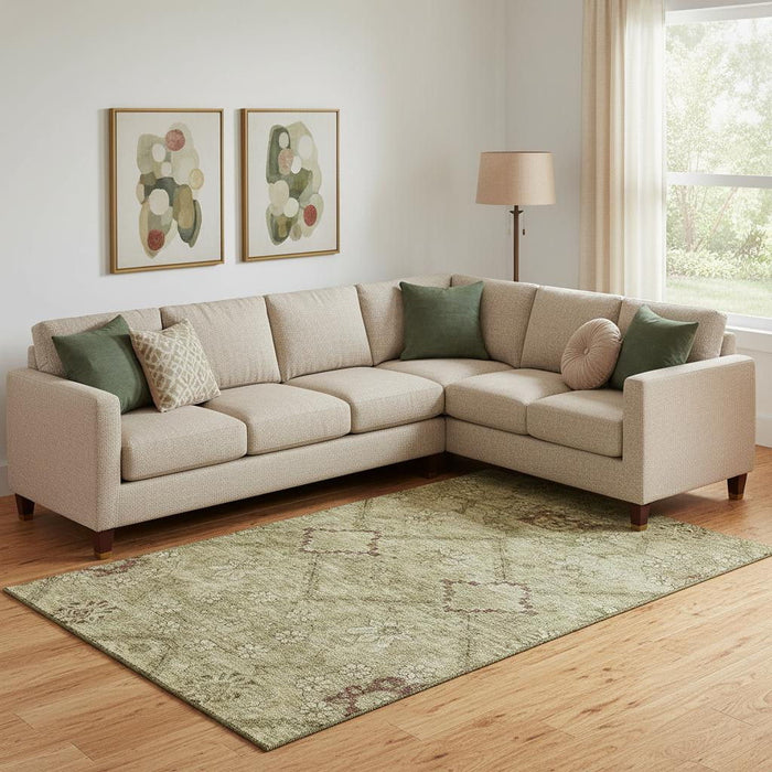 10' X 14' Floral Washable Area Rug With UV Protection (667234) - Brown / Beige