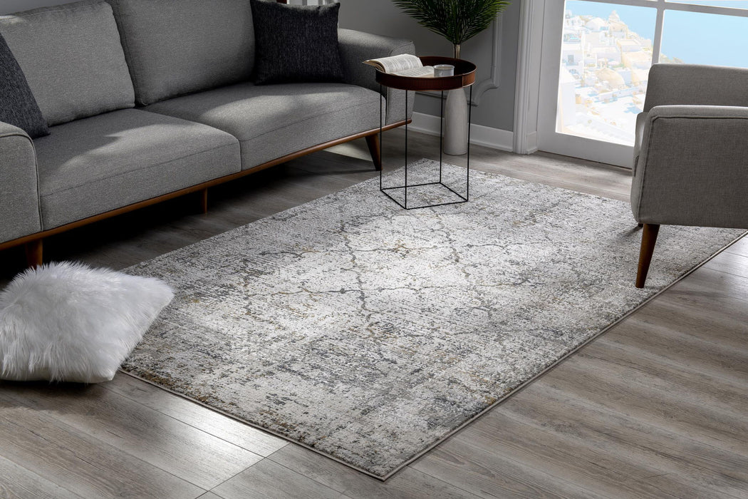 7.8' x 10.8' Abstract Area Rug - Ivory And Gray