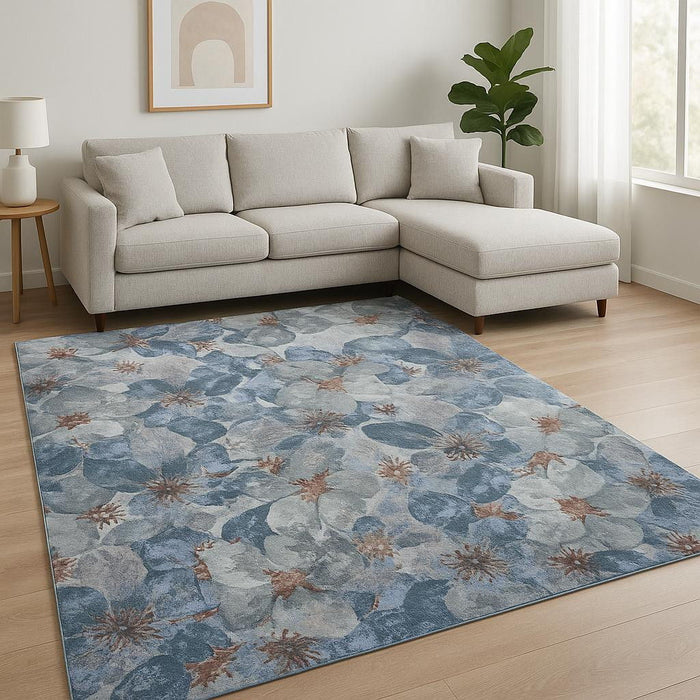 10' X 8' Abstract Hand Knotted Area Rug Genuine Wool Material - Blue