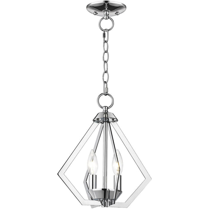 Two Light Dimmable Chandelier With Shades - Silver