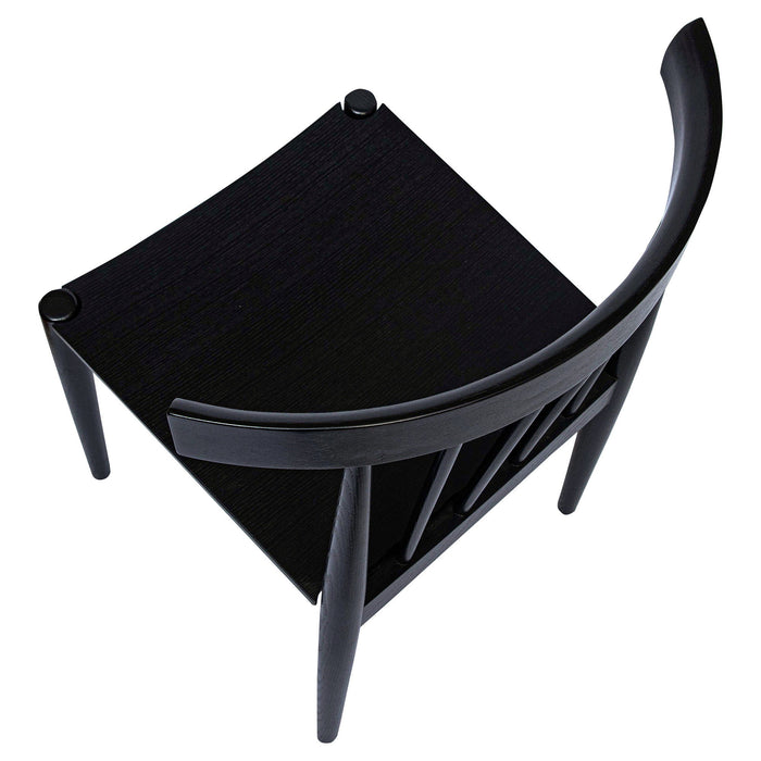 Wood Slat Back Dining Side Chair - Black