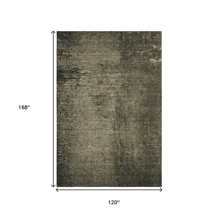 10' X 14' Abstract Washable Area Rug With UV Protection (648808) - Gray / Silver