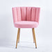 Set of 2 Giga modern dining chairs with wood-colored iron tube legs, cushioned seats, and supportive backrests.
