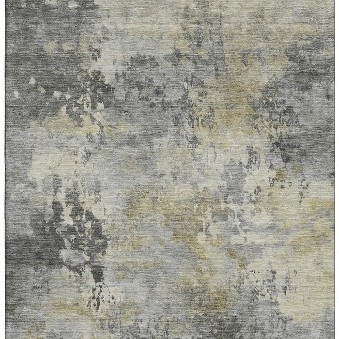 10' X 14' Abstract Washable Area Rug With UV Protection (717146) - Pewter / Charcoal